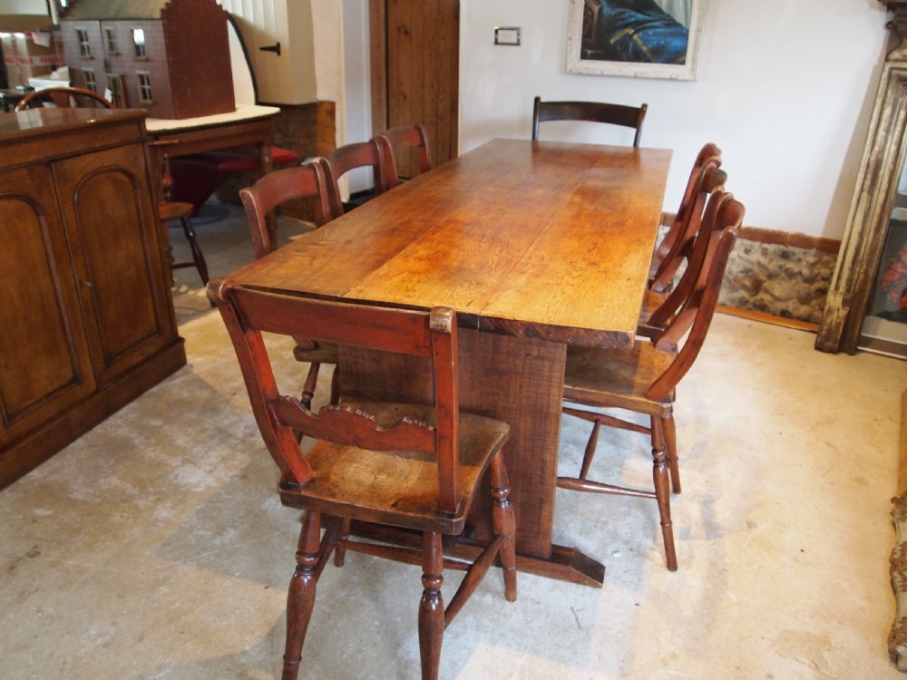 Table Arts and Crafts Oak refectory dining kitchen c1920 View IX
