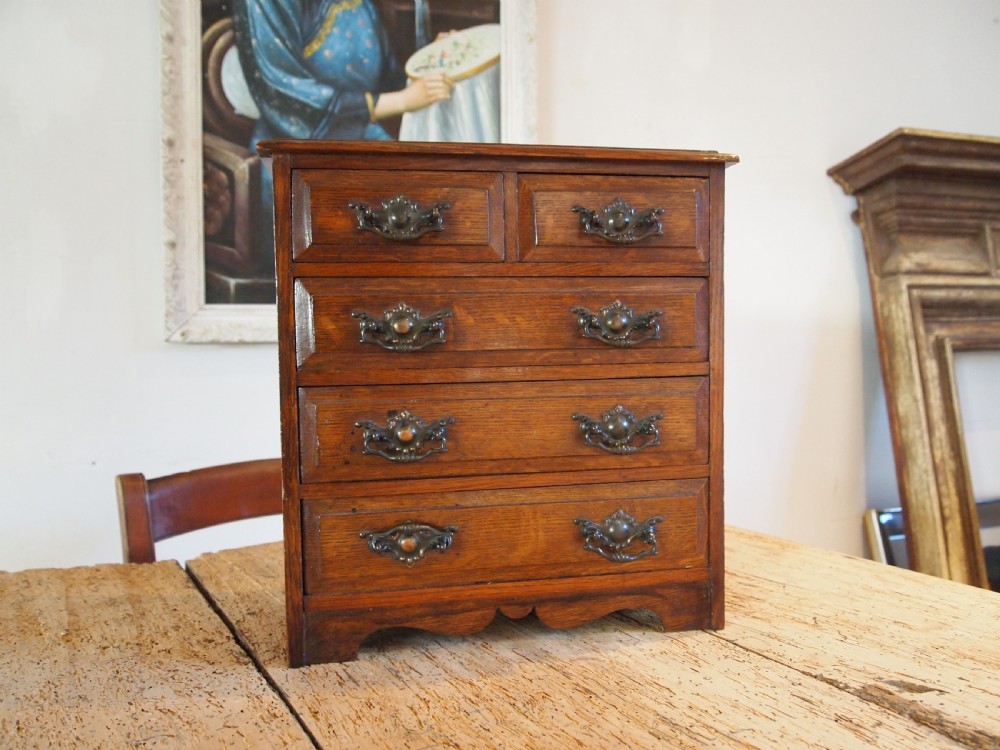 Chest of drawers Rare miniature Arts and Crafts Oak c1900