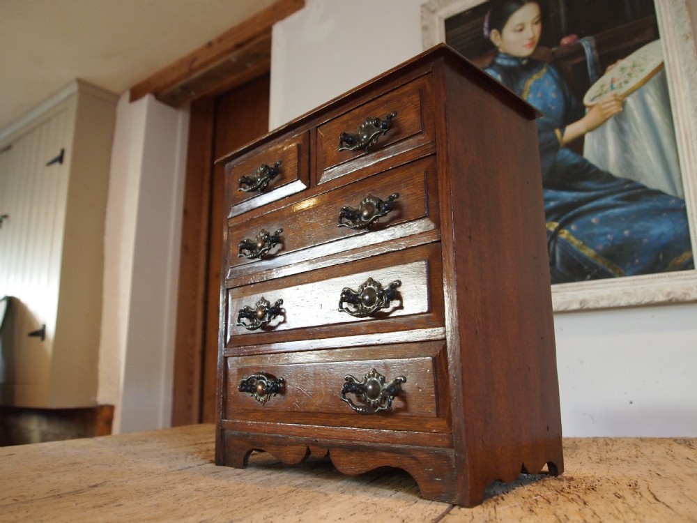Chest of drawers Rare miniature Arts and Crafts Oak c1900 View II