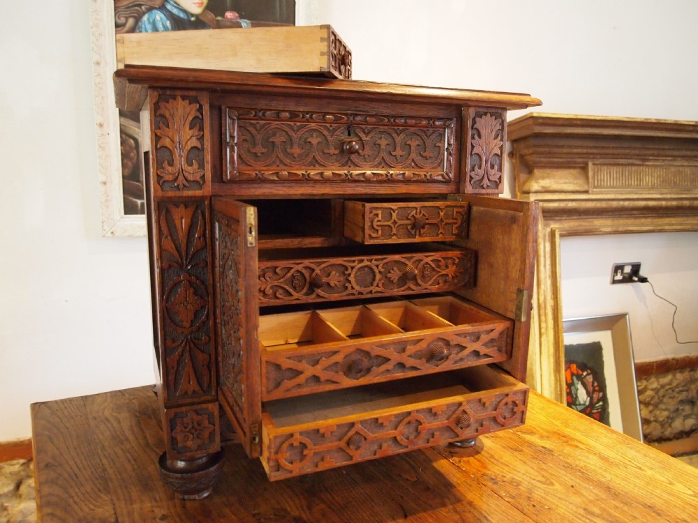 Chest of drawers rare Victorian Oak Arts and Crafts Collectors c1880 View XIV