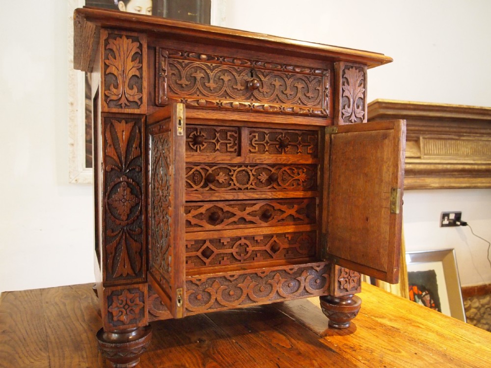 Chest of drawers rare Victorian Oak Arts and Crafts Collectors c1880 View XV
