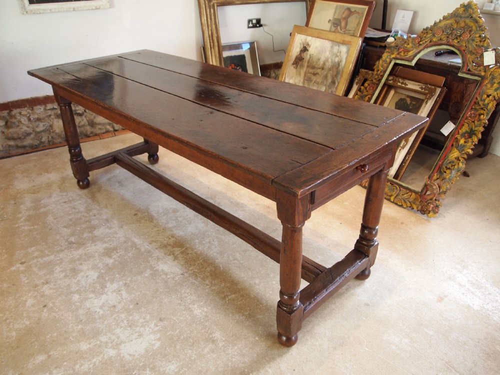 Table outstanding Charles II Oak refectory farmhouse table c1680 View X
