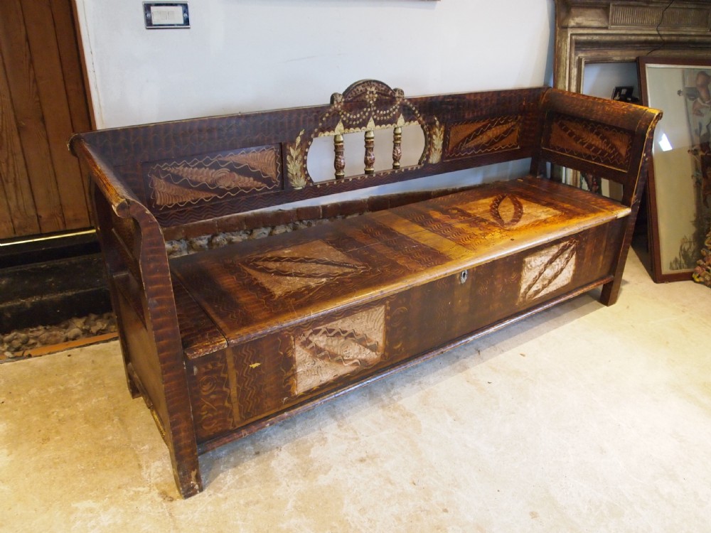 Bench box settle stunning original paint c1860