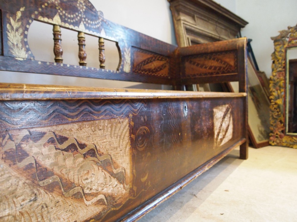 Bench box settle stunning original paint c1860 View V