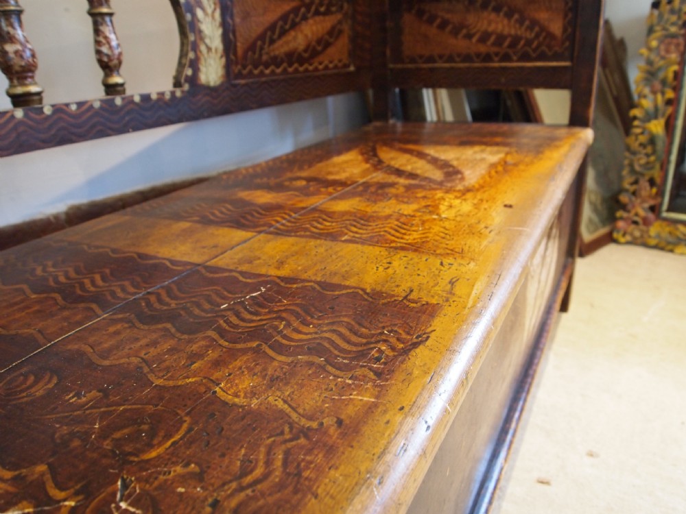 Bench box settle stunning original paint c1860 View VI