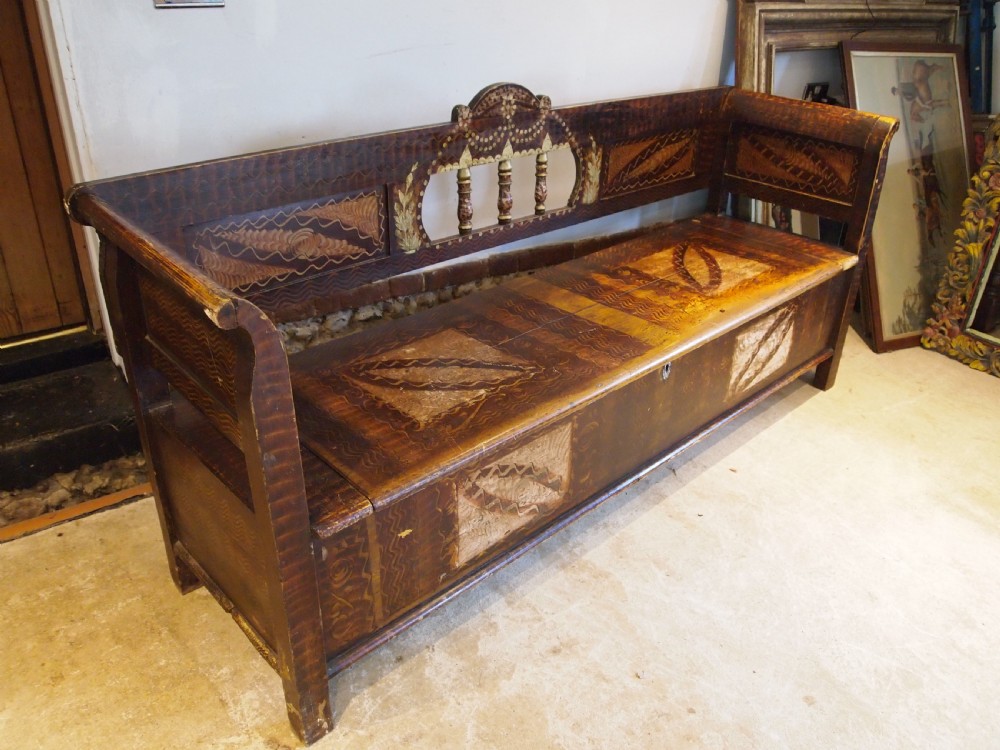 Bench box settle stunning original paint c1860 View VII