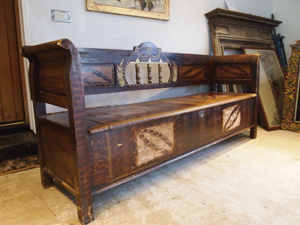 Bench box settle stunning original paint c1860 View X