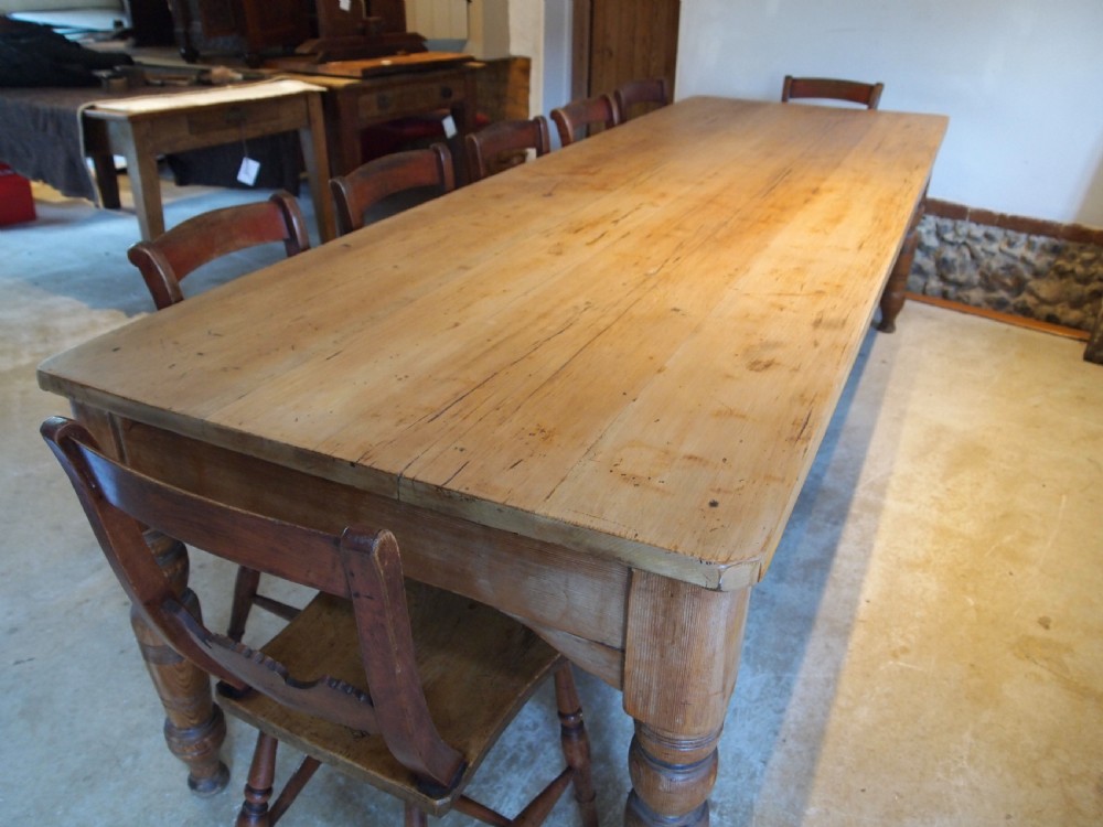 Table refectory farmhouse dining Victorian scrub top c1890 View III