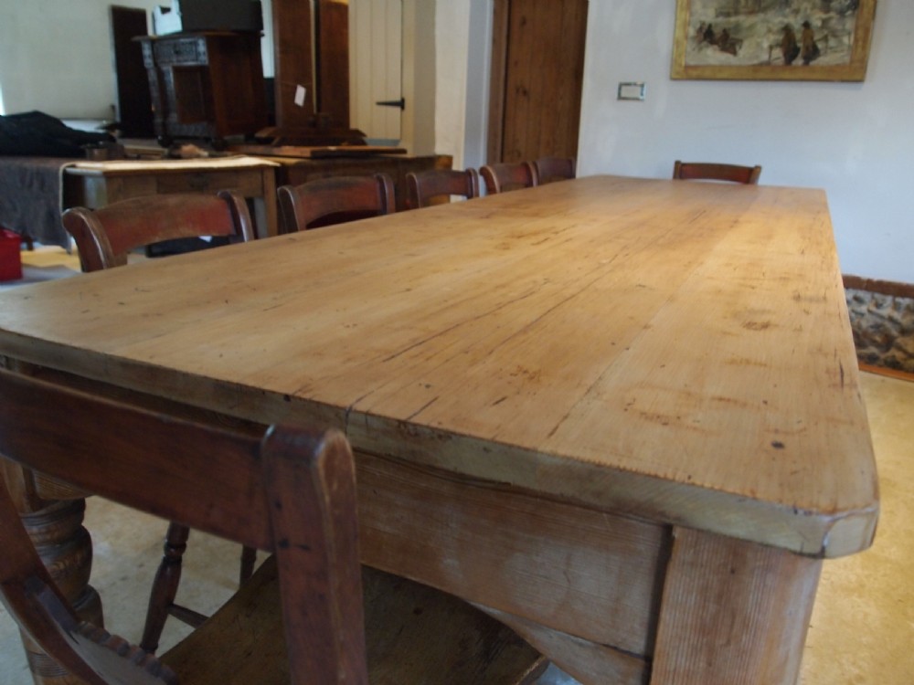 Table refectory farmhouse dining Victorian scrub top c1890 View X