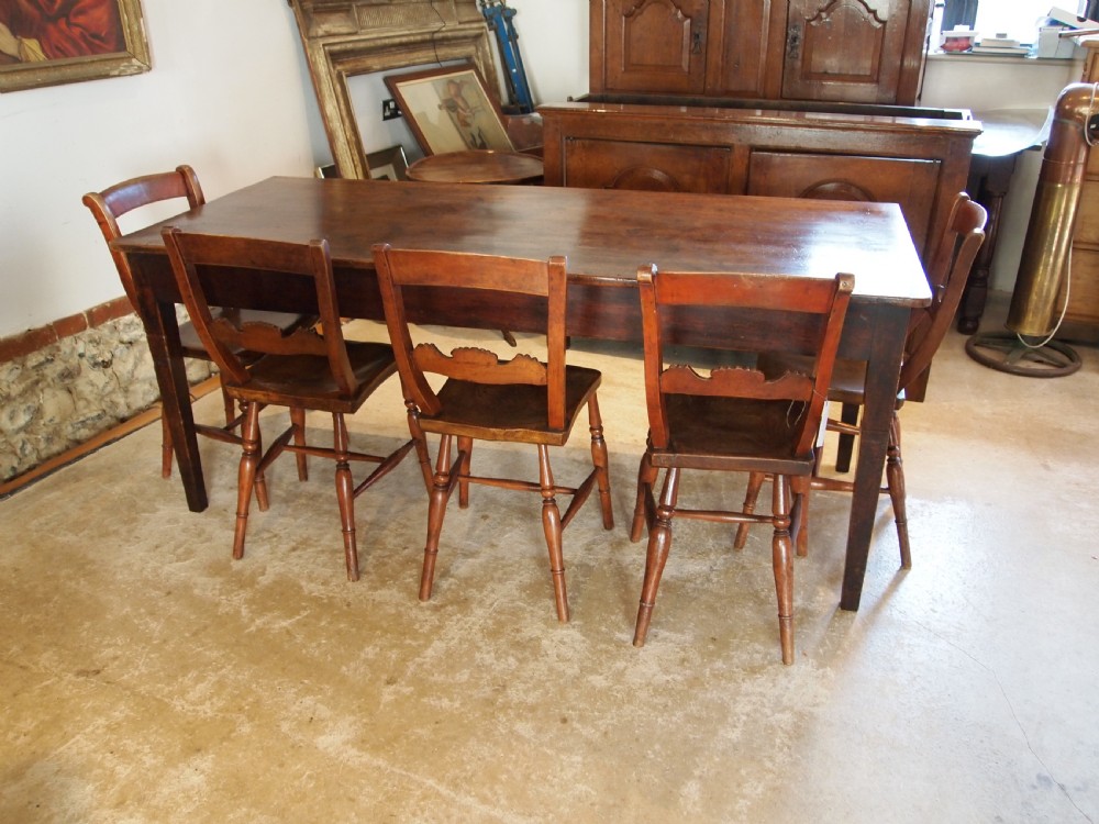 Table rare single plank Walnut French refectory dining table c1840 View II