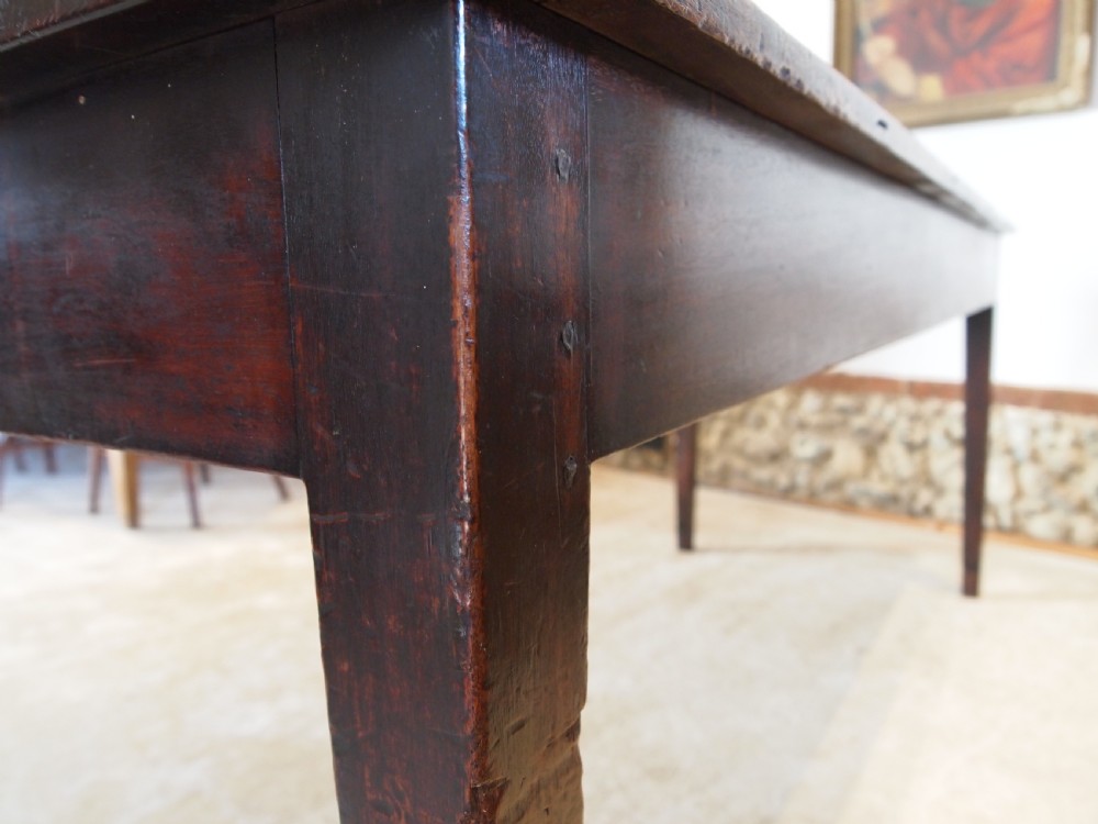 Table rare single plank Walnut French refectory dining table c1840 View X