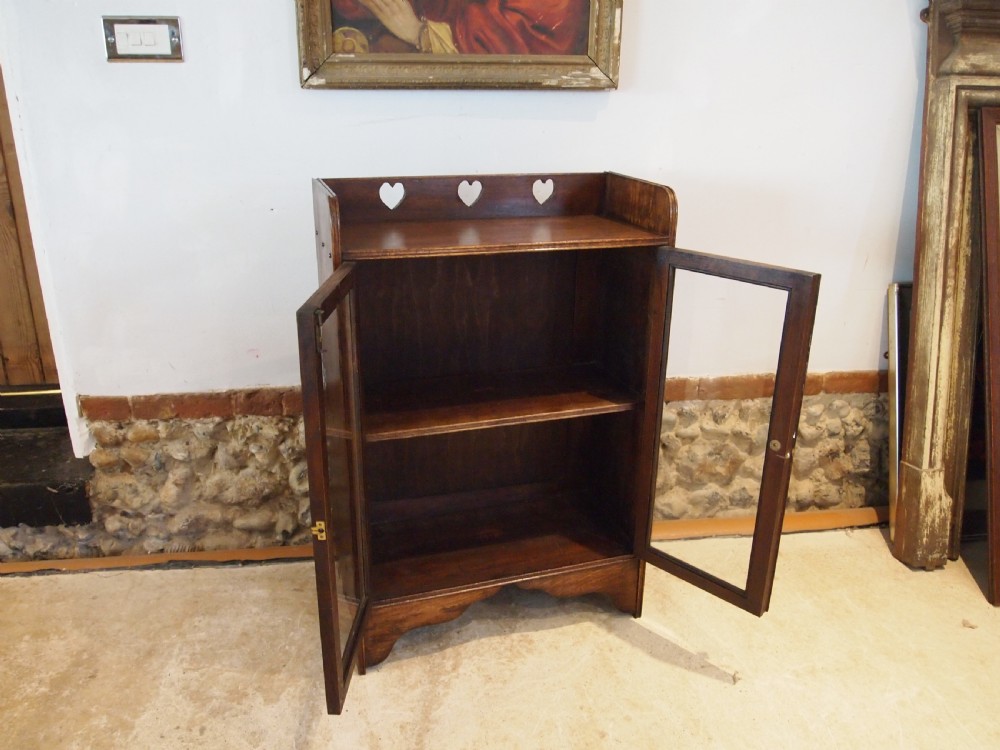 Bookcase display Arts and Crafts Oak c1900 View X
