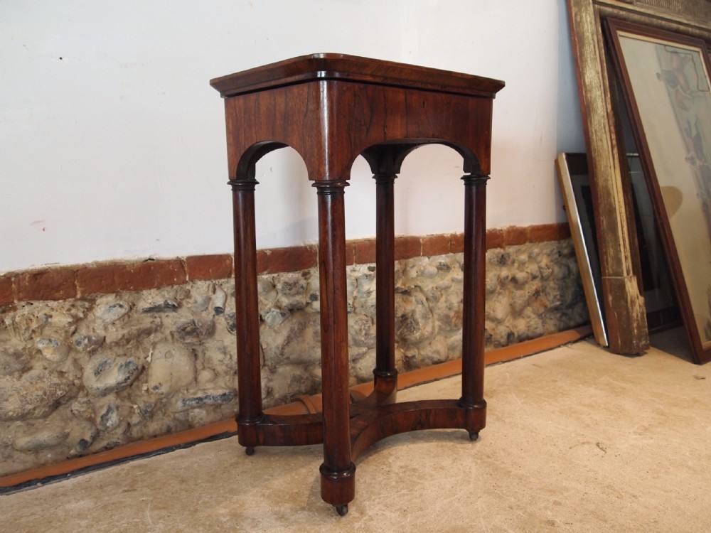 Table fine Rosewood lamp hall work side c1840 View X