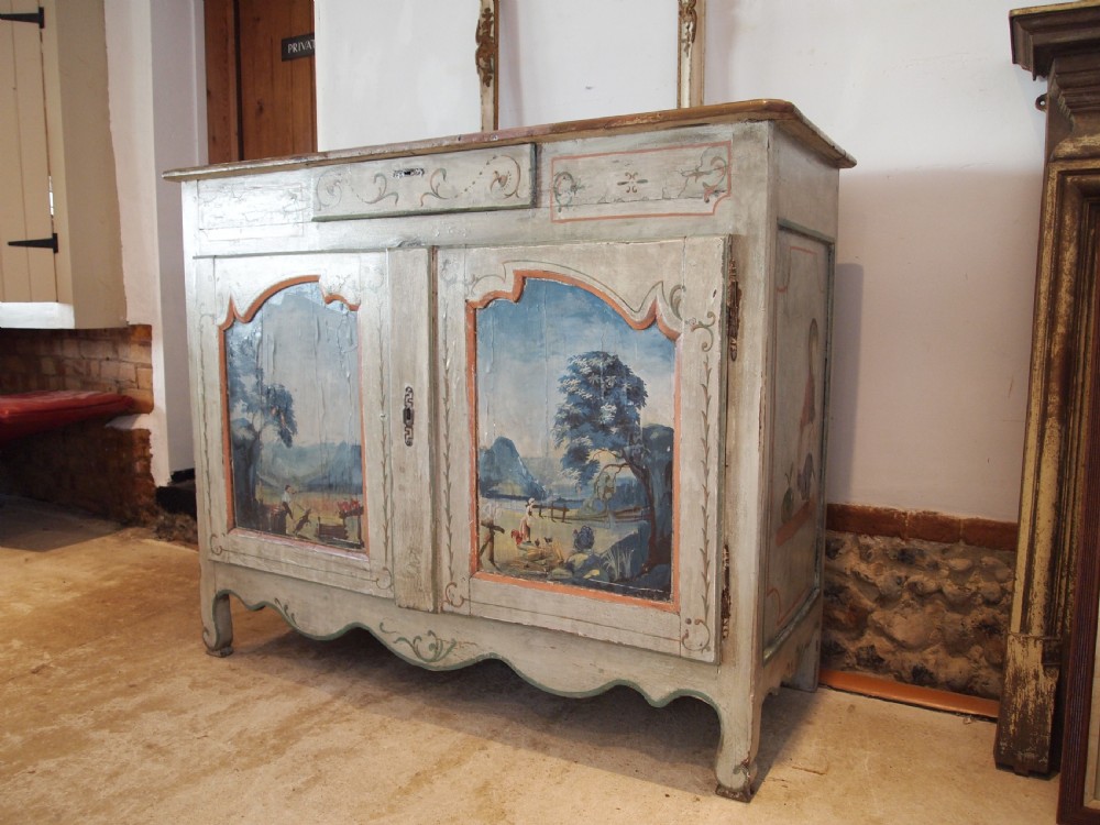 Cupboard dresser rare French Chestnut original paint c1780