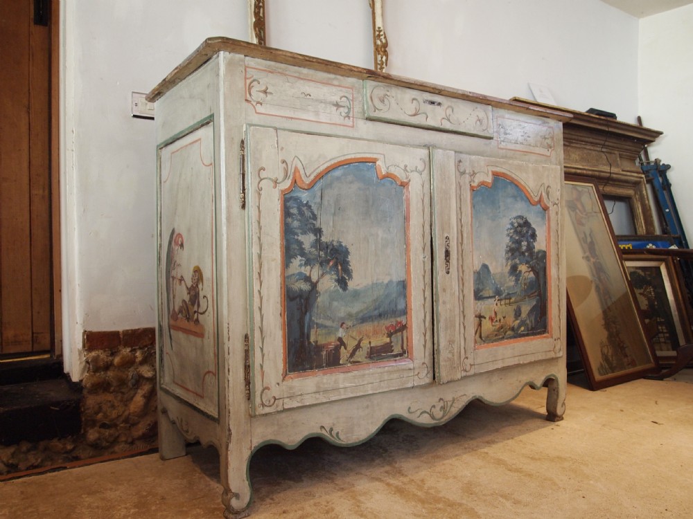 Cupboard dresser rare French Chestnut original paint c1780 View II