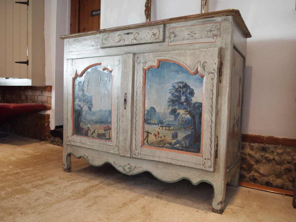 Cupboard dresser rare French Chestnut original paint c1780 View IV