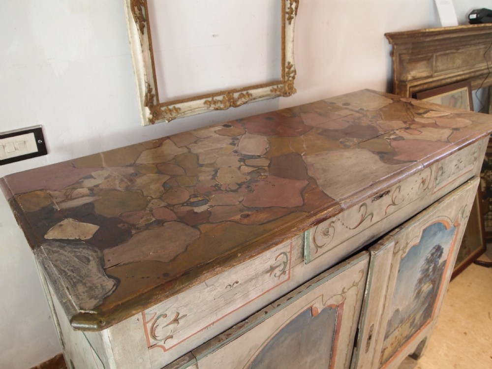 Cupboard dresser rare French Chestnut original paint c1780 View V
