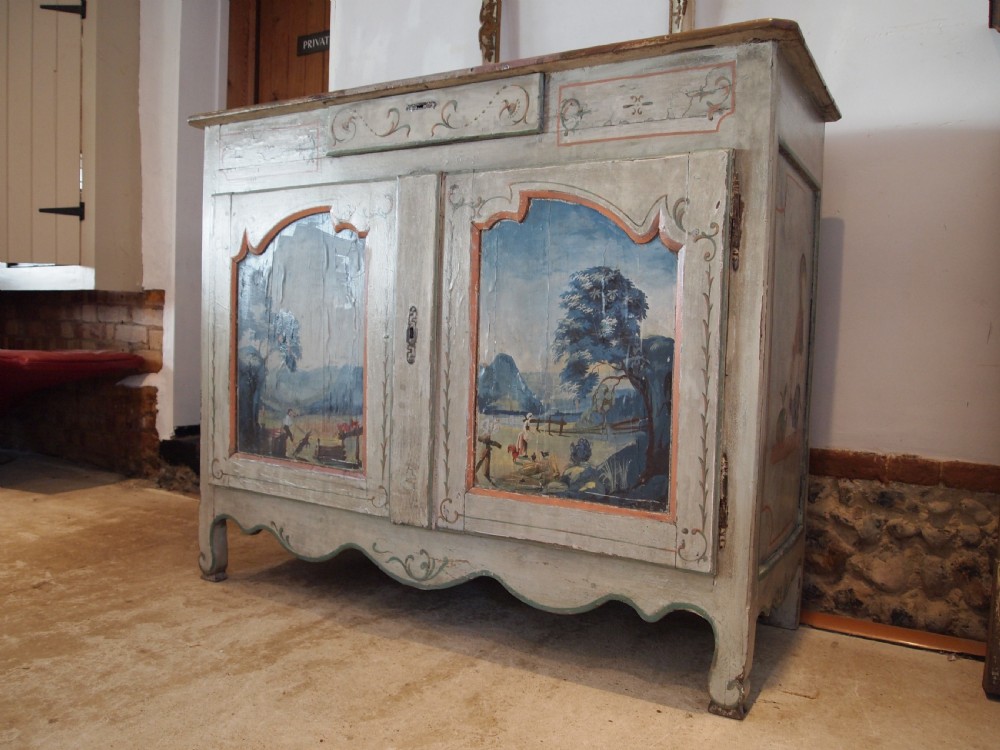 Cupboard dresser rare French Chestnut original paint c1780 View XVI