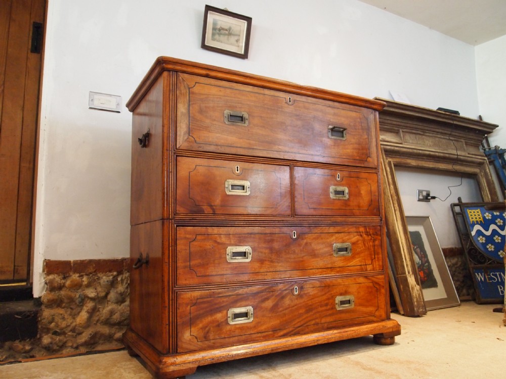 Chest of drawers stunning Victorian Military campaign Camphor c1860