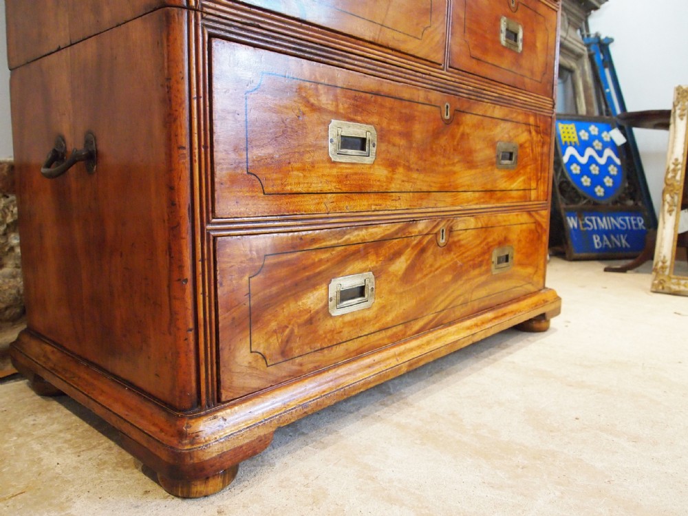 Chest of drawers stunning Victorian Military campaign Camphor c1860 View III