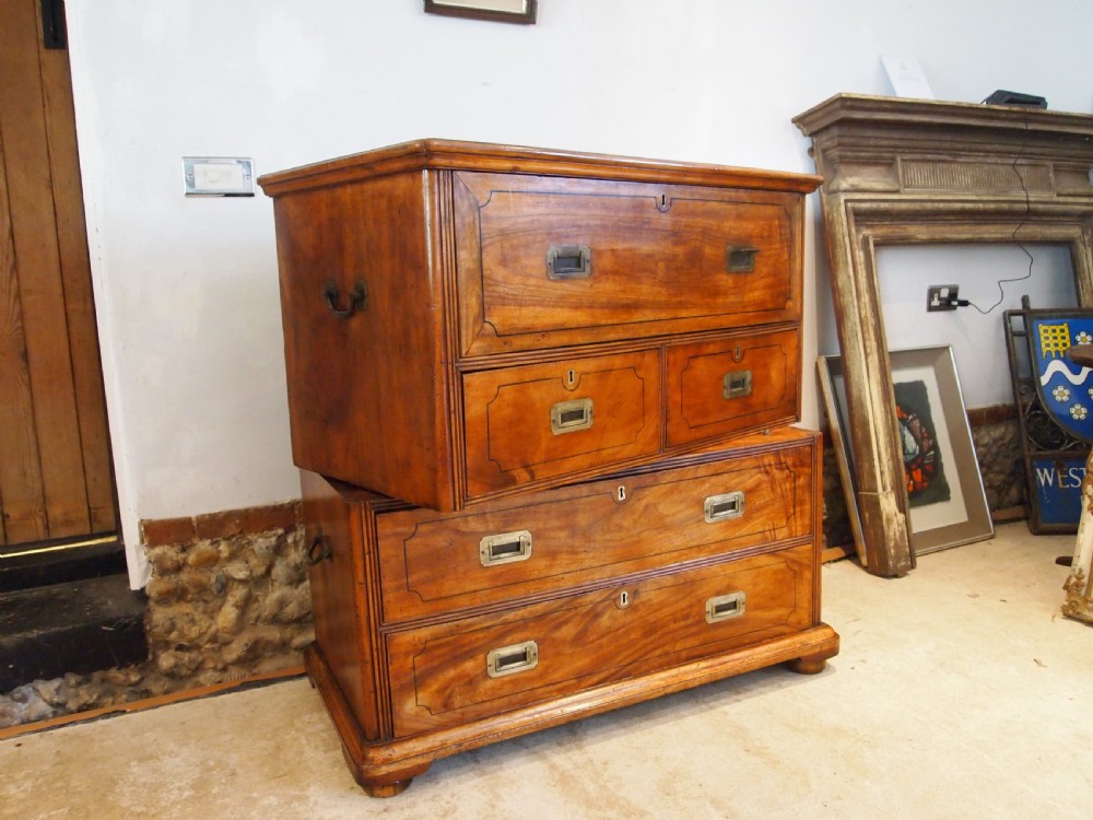 Chest of drawers stunning Victorian Military campaign Camphor c1860 View VII
