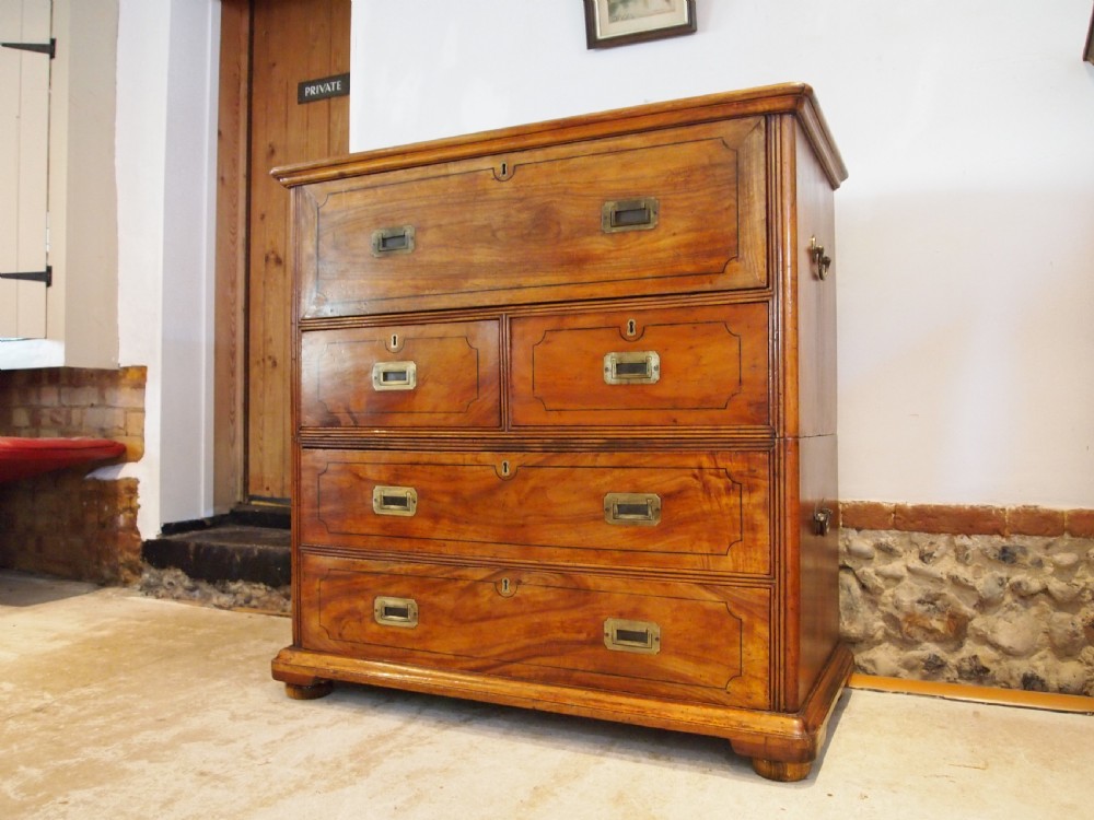 Chest of drawers stunning Victorian Military campaign Camphor c1860 View IX