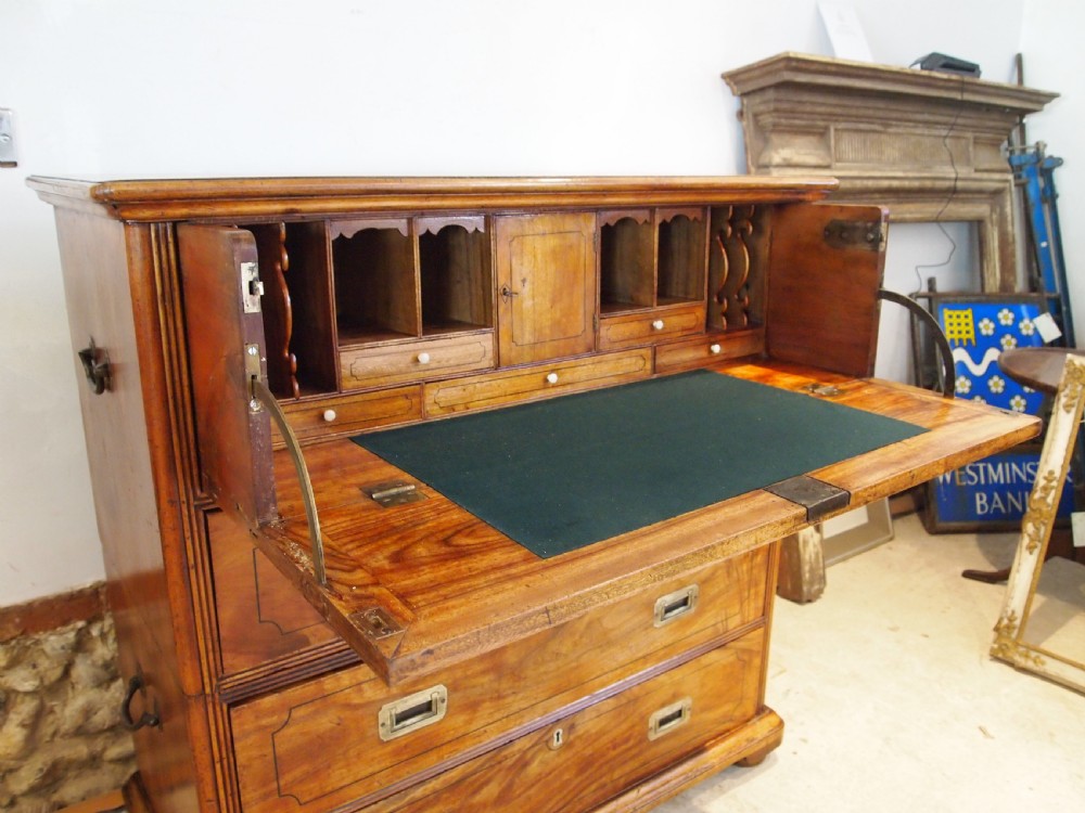 Chest of drawers stunning Victorian Military campaign Camphor c1860 View XIII