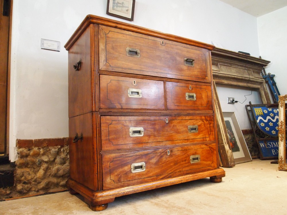 Chest of drawers stunning Victorian Military campaign Camphor c1860 View XIV