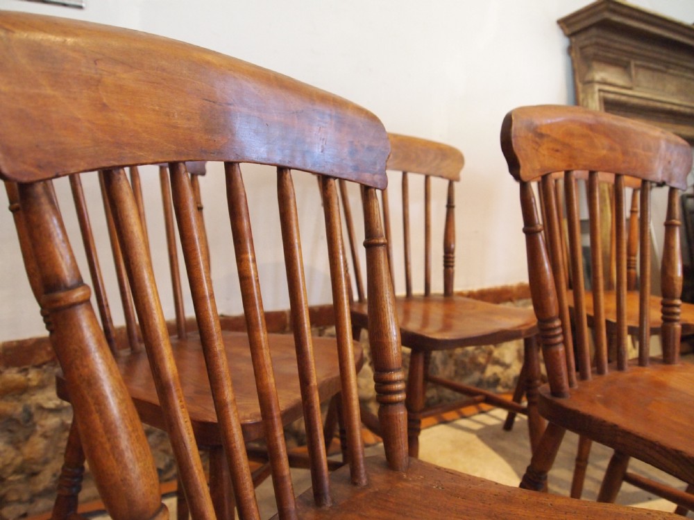 Chairs set of 6 Victorian Windsor Elm seats kitchen dining c1880 View VII