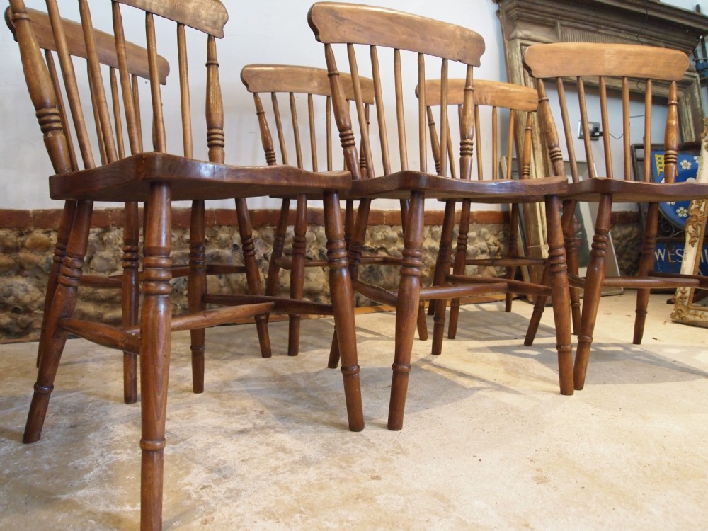 Chairs set of 6 Victorian Windsor Elm seats kitchen dining c1880 View VIII