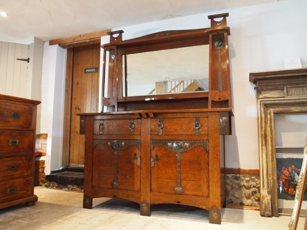 Sideboard dresser outstanding Arts and Crafts Oak Wolfe and Hollander c1900