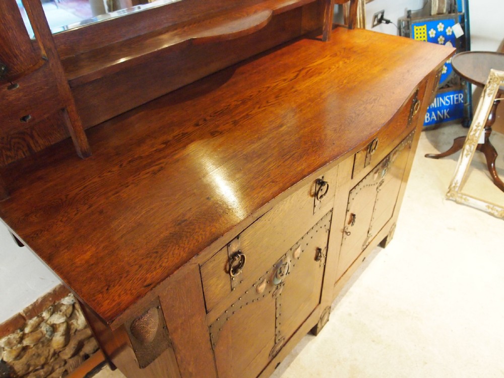 Sideboard dresser outstanding Arts and Crafts Oak Wolfe and Hollander c1900 View IX