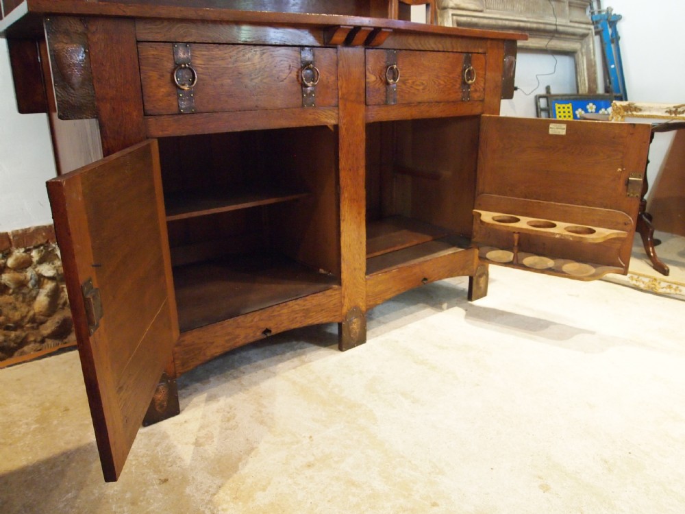 Sideboard dresser outstanding Arts and Crafts Oak Wolfe and Hollander c1900 View XIII