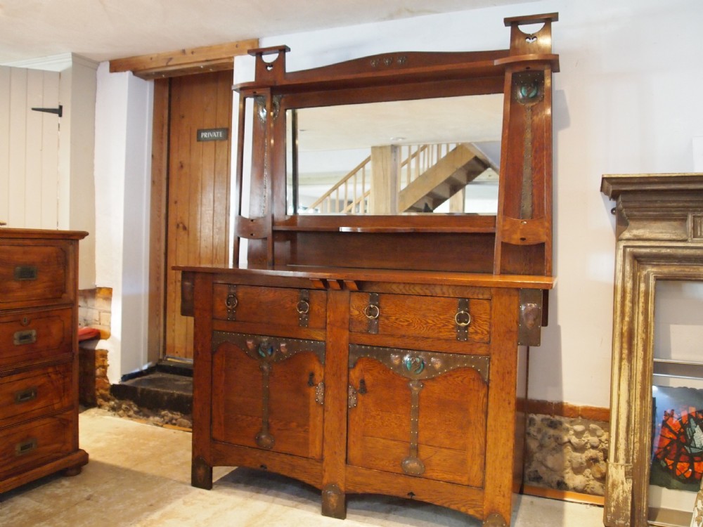 Sideboard dresser outstanding Arts and Crafts Oak Wolfe and Hollander c1900 View XVI