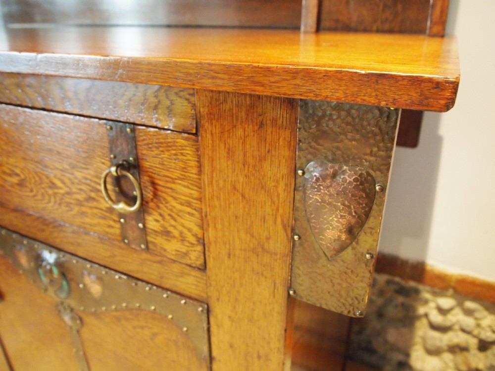 Sideboard dresser outstanding Arts and Crafts Oak Wolfe and Hollander c1900 View XVII