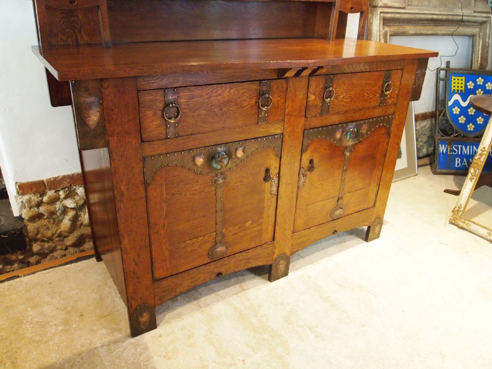 Sideboard dresser outstanding Arts and Crafts Oak Wolfe and Hollander c1900 View XVIII
