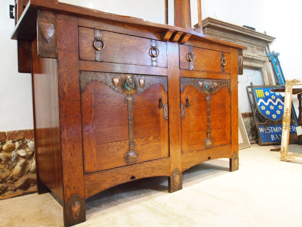 Sideboard dresser outstanding Arts and Crafts Oak Wolfe and Hollander c1900 View XXI