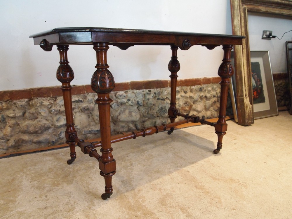 Table stunning Victorian burr Walnut sofa side hall lamp c1870 View V
