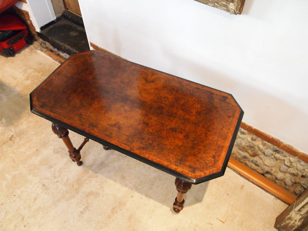 Table stunning Victorian burr Walnut sofa side hall lamp c1870 View X