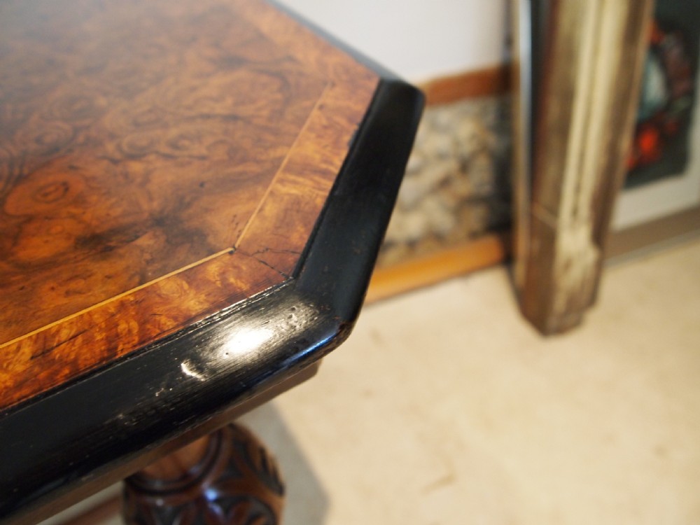 Table stunning Victorian burr Walnut sofa side hall lamp c1870 View XI