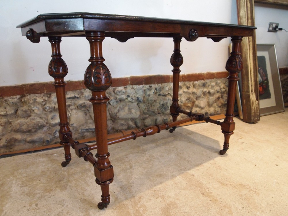 Table stunning Victorian burr Walnut sofa side hall lamp c1870 View XIV