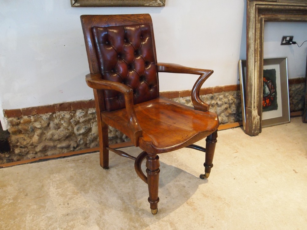 Chair stunning desk library Victorian Oak T. Wilson London c1860 View VIII