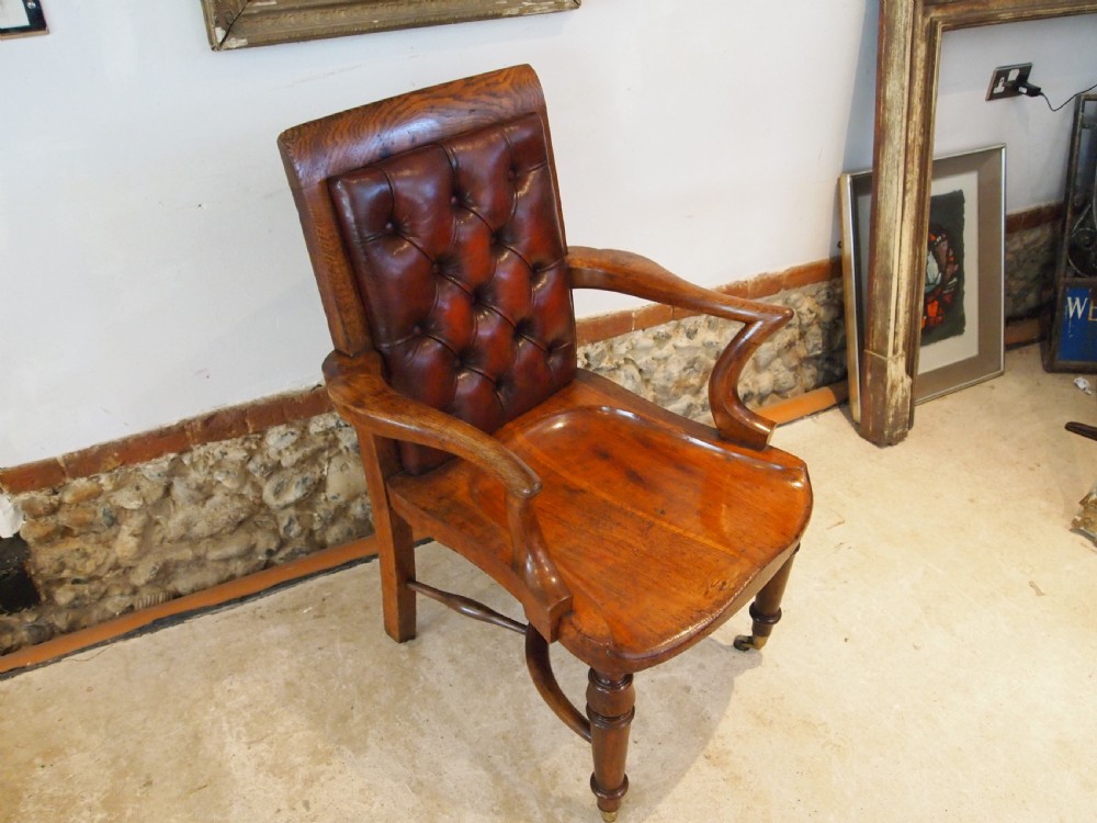 Chair stunning desk library Victorian Oak T. Wilson London c1860 View XIII