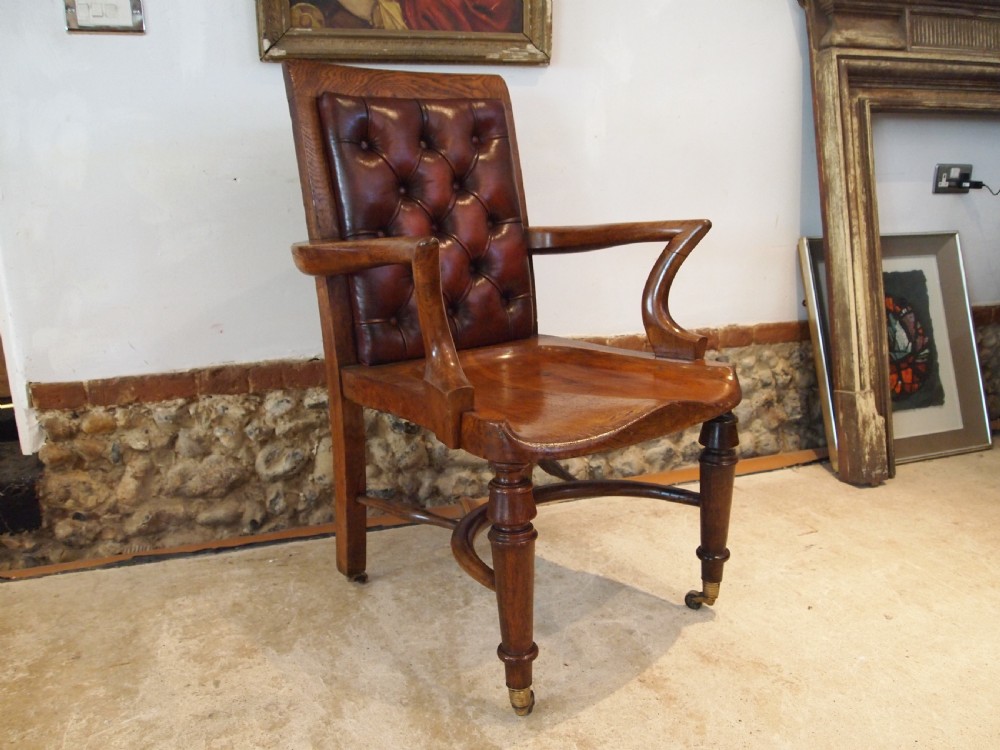 Chair stunning desk library Victorian Oak T. Wilson London c1860 View XIV