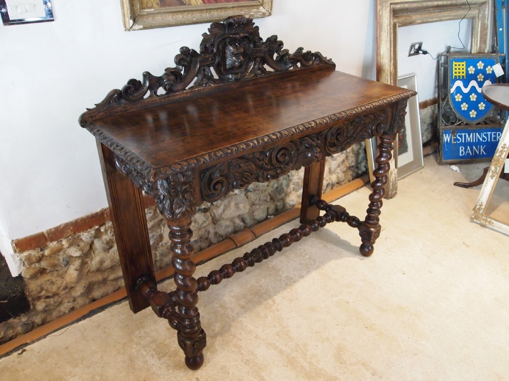 Table side hall console lamp stunning Victorian carved Oak c1880