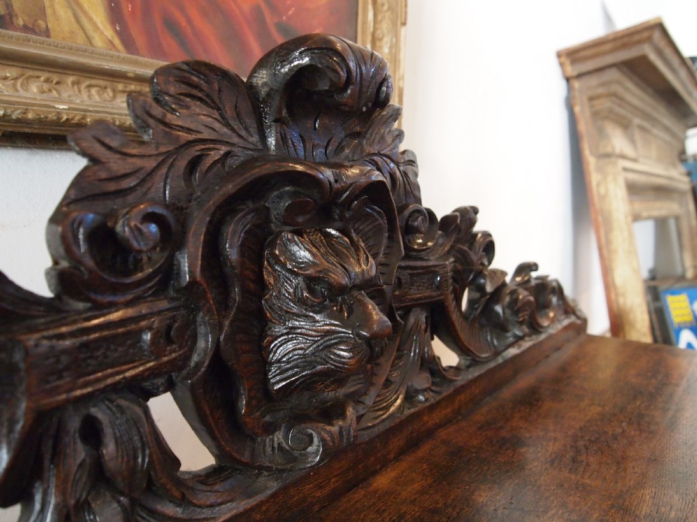 Table side hall console lamp stunning Victorian carved Oak c1880 View II