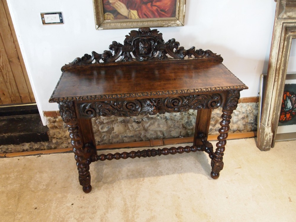 Table side hall console lamp stunning Victorian carved Oak c1880 View VI