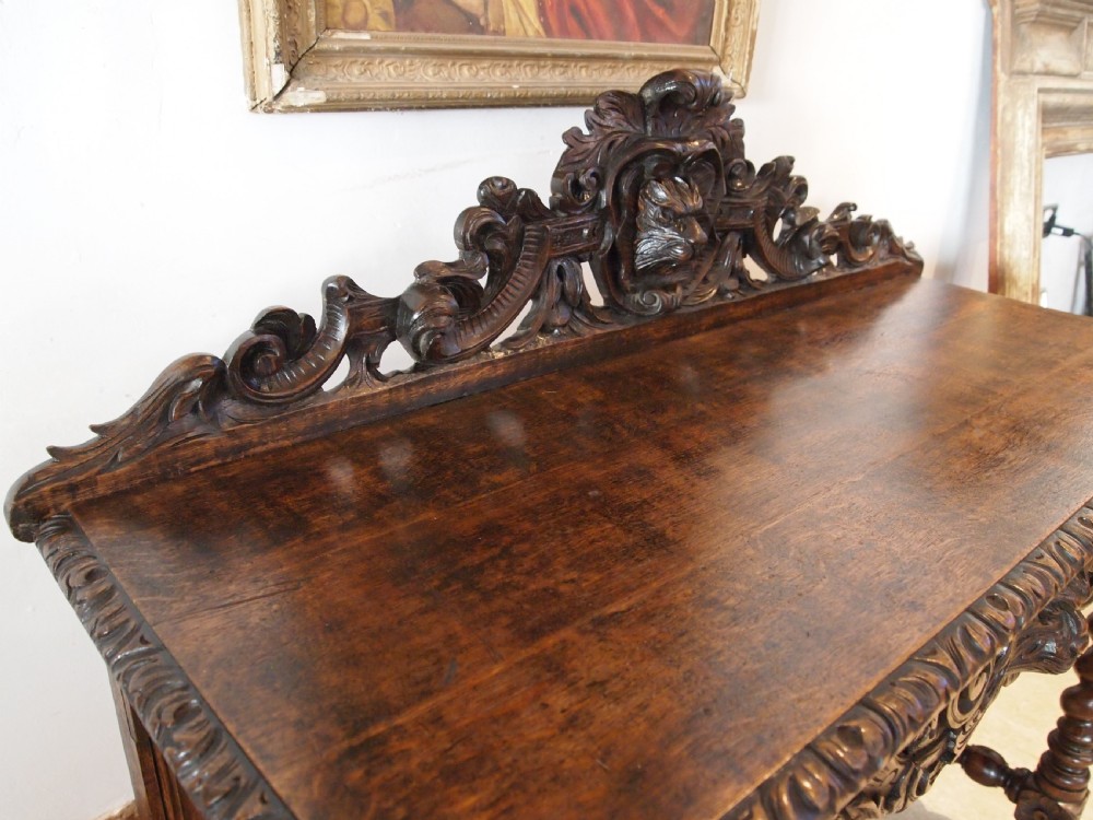 Table side hall console lamp stunning Victorian carved Oak c1880 View VIII