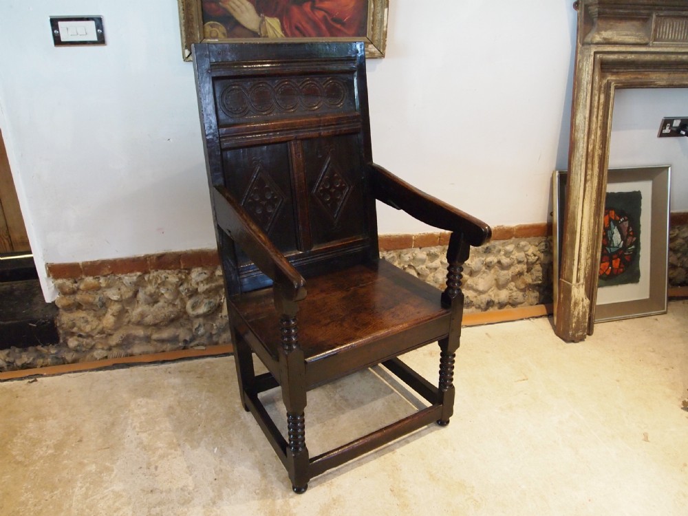 Chair stunning Oak Wainscot Yorkshire/Derbyshire Charles II c1660