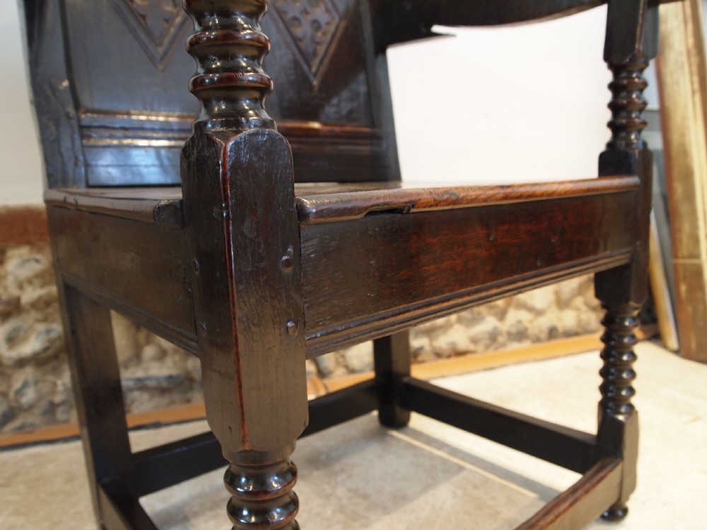 Chair stunning Oak Wainscot Yorkshire/Derbyshire Charles II c1660 View VI
